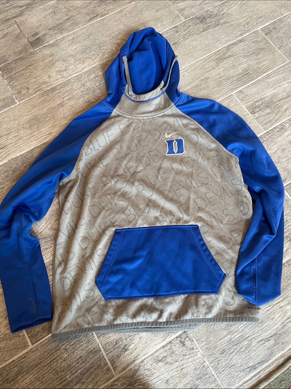 Nike Gray and Blue Duke Logo Hooded Pullover